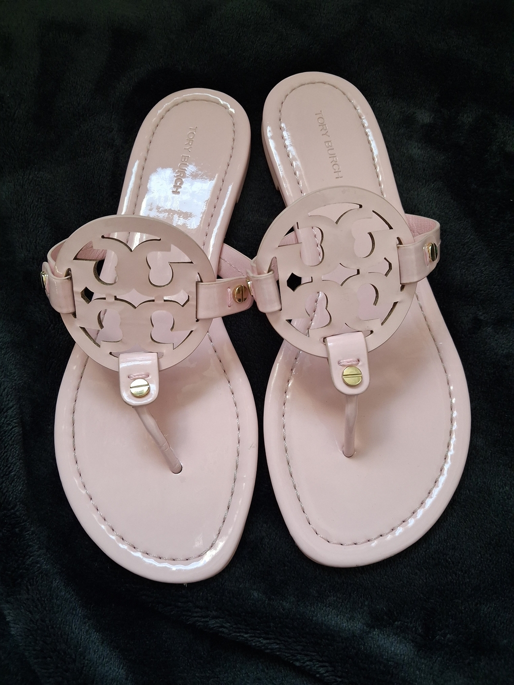Tory Burch Pink Miller Logo Thong Sandals